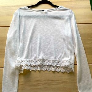 H&M white long sleeve boho beachy shirt